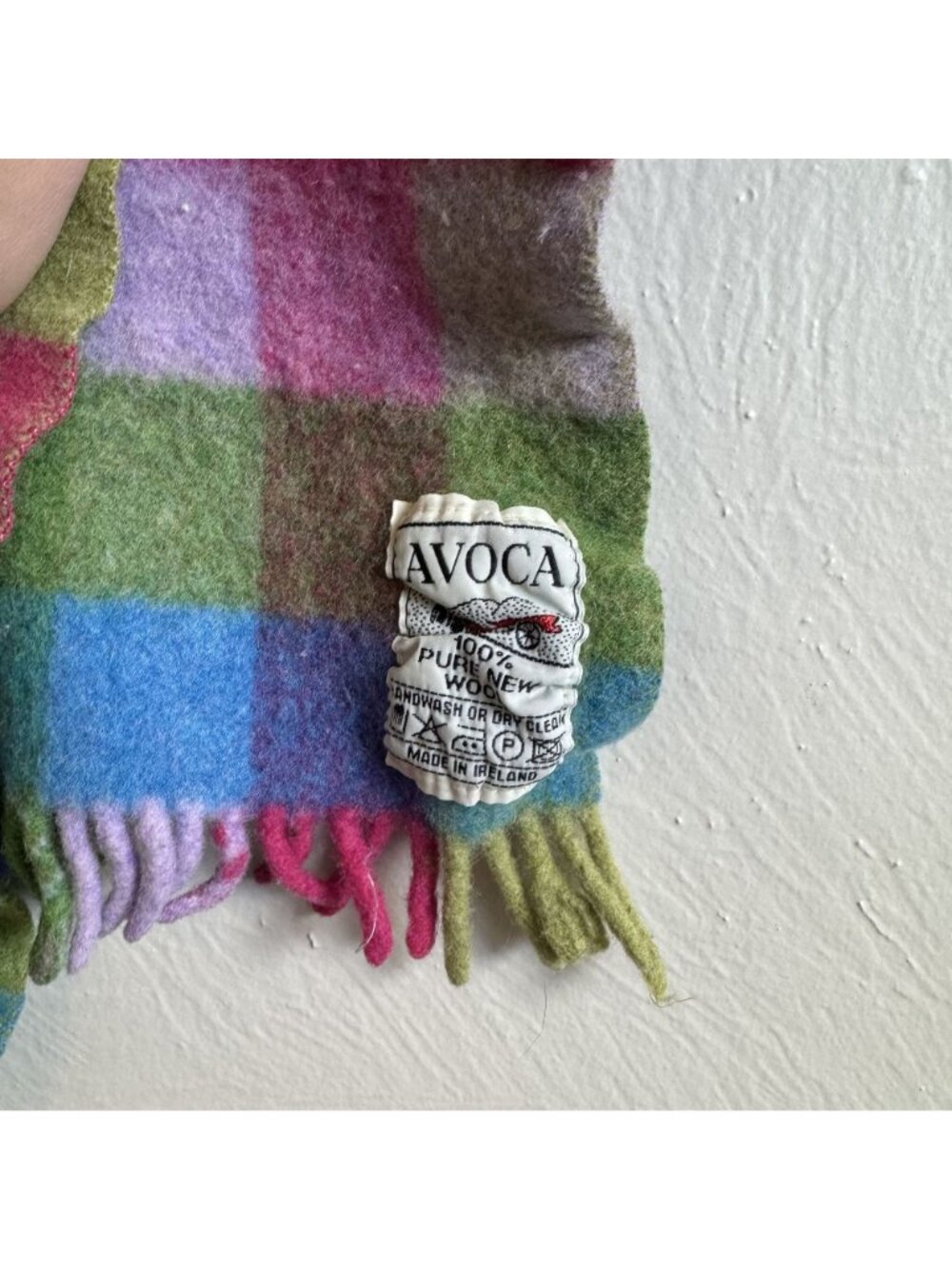 Avoca Ireland Pure New Wool Plaid Throw Blanket Shrunken Felted Crafting Textile - Picture 4 of 4